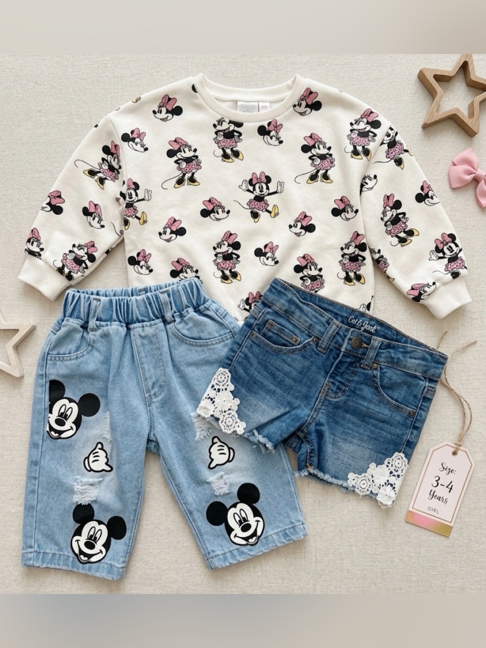 #24-Girls 3 Pc Bundle 🎀  Minnie Mouse & Denim Bundle Size 3-4 Years approx 🐭